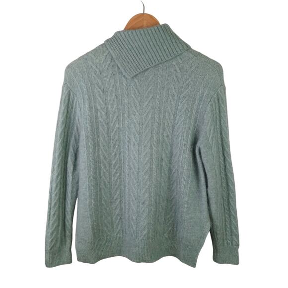 EP SZ L Mohair Wool Blend Cable Knit Sweater Soft Green Gold Buttons - Picture 5 of 6